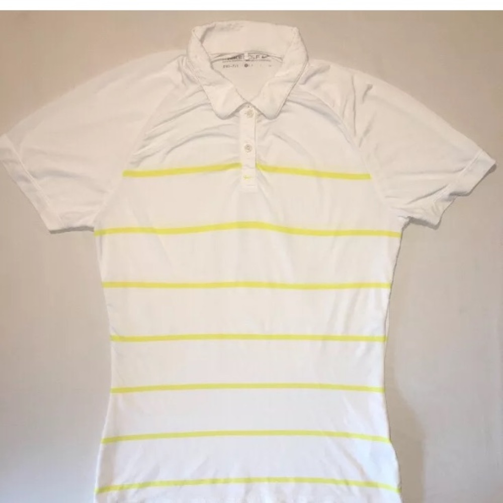 Nike Golf Dri Fit Shirt Yellow Stripped